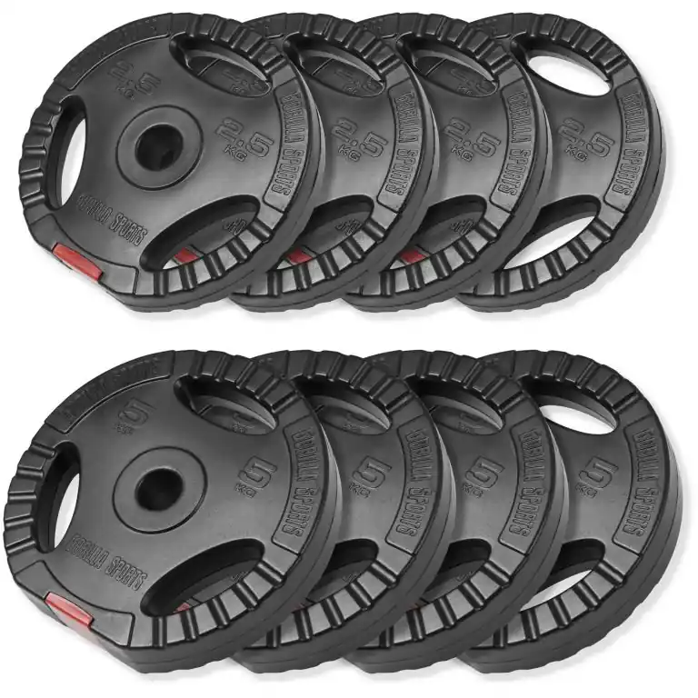 Víkendová Akce Gorilla Sports Sada plastových kotoučů, 4 x 2,5 kg, 4 x 5 kg