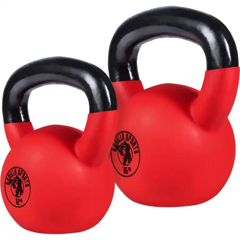 Gorilla Sports Sada kettlebellů, pogumovaný povrch, 12+16kg Top Prodej