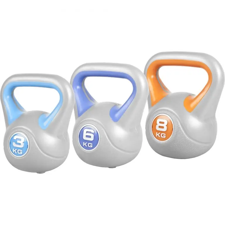 Gorilla Sports Kettlebell set, plast, 3 kg, 6 kg, 8 kg Omezená Nabídka
