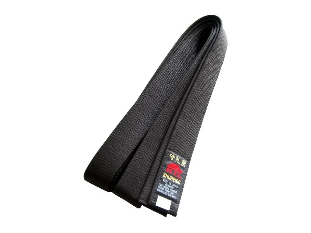 SHUREIDO PÁSEK NA KIMONO KARATE - černý ze SATENU - bez výšivky Značkový