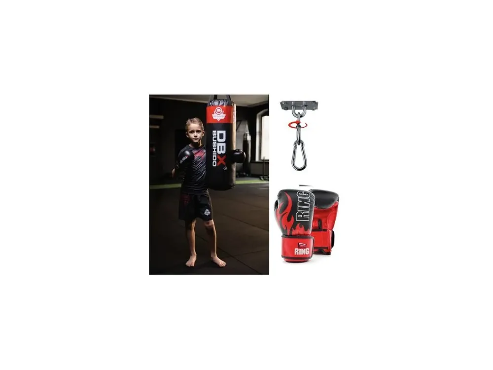 Koupit Online Dětský boxovací SET, pytel 80 x 30 cm, 15 -20 kg, rukavice, držák, ČERVENÝ