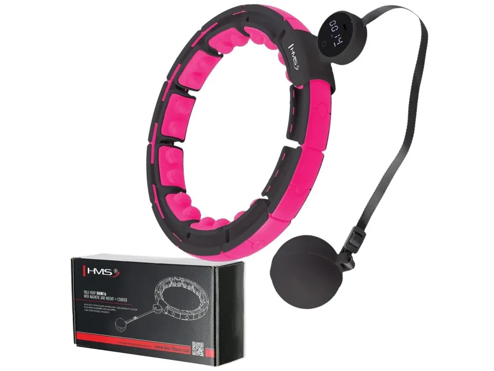 Masážní hula hoop HMS HHM16 se závažím, magnety a počítadlem černá Cenový Hit