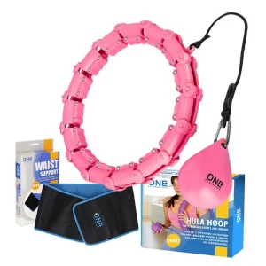 Cenově Výhodný Sada masážní hula hoop ONE Fitness OHA02 se závažím a zeštíhlujícího pásu BR160 růžová