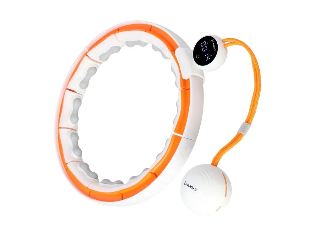 Nejprodávanější Masážní hula hoop HMS HHM21 se závažím, magnety a počítadlem bílá/oranžová