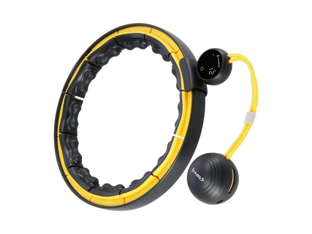 Masážní hula hoop HMS HHM21 se závažím, magnety a počítadlem černá/žlutá Víkendová Akce