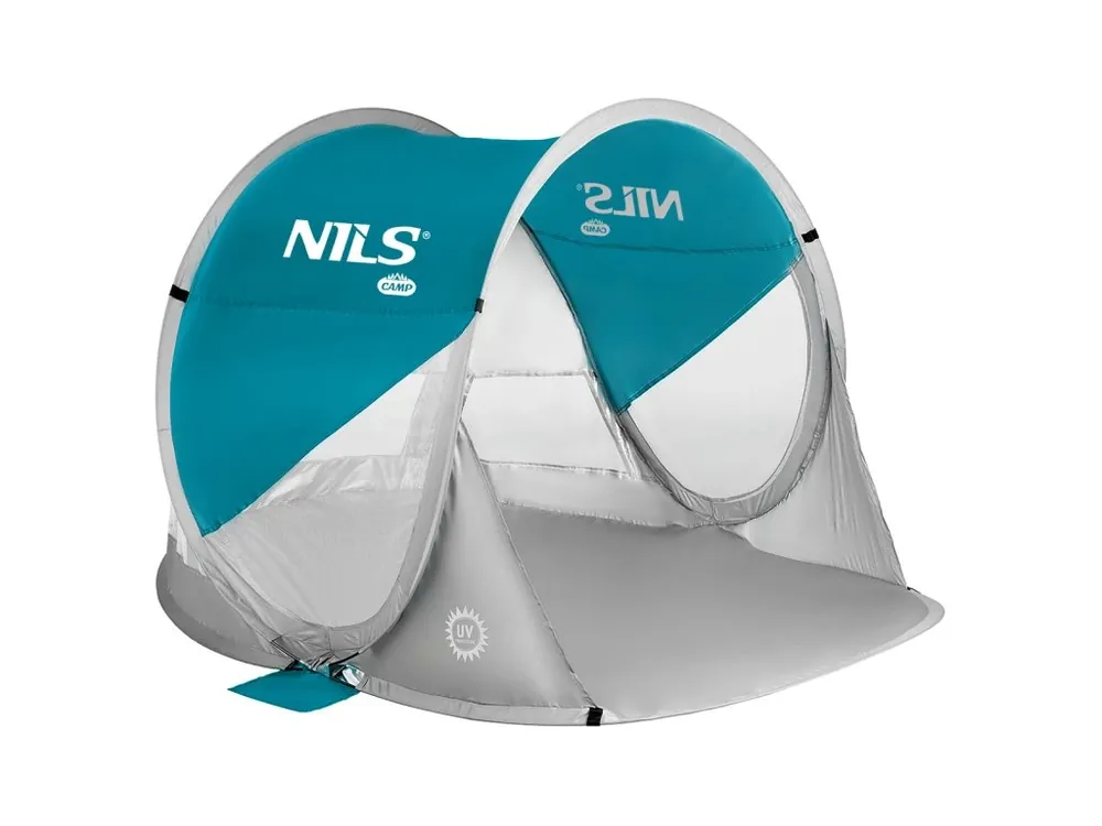 Expresní Doručení Samorozkládací plážový stan NILS Camp NC3142 modrozelený
