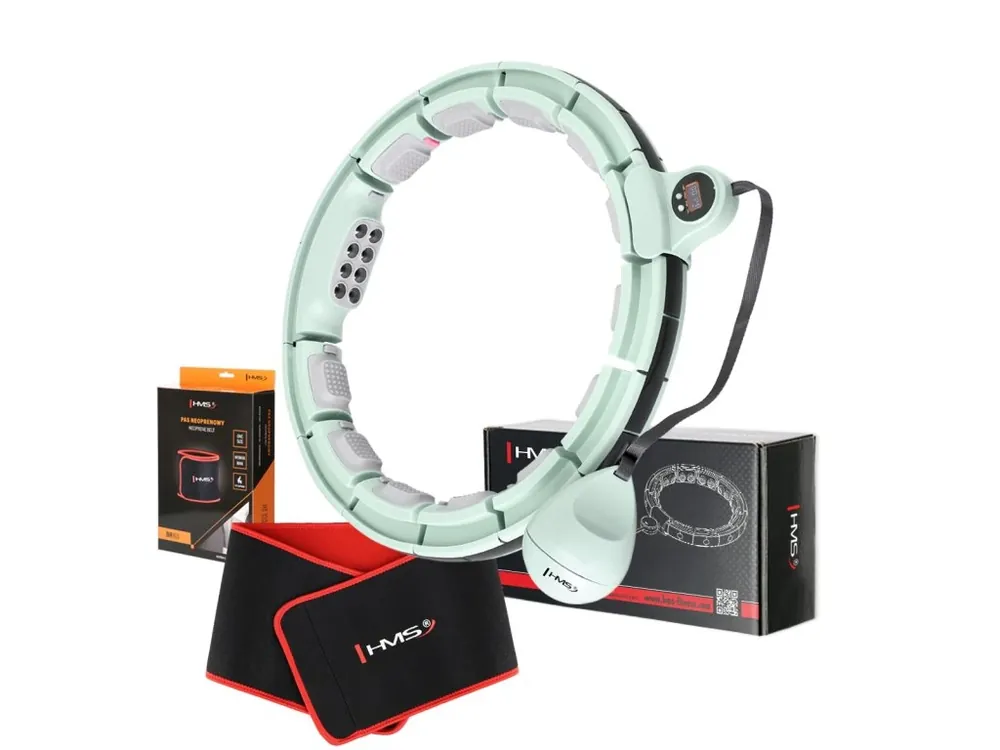 Dokud Zásoby Vydrží Sada masážní hula hoop HMS HHM13 se závažím, magnety a počítadlem a zeštíhlujícího pásu BR163 zelená