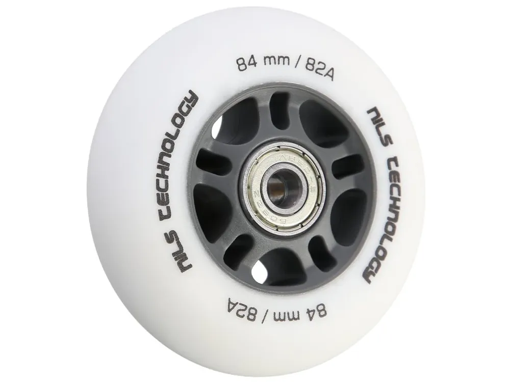 Matná kolečka NILS Extreme PU 84x24 82A s ložisky ABEC 9, bílá, 4 ks Výprodej
