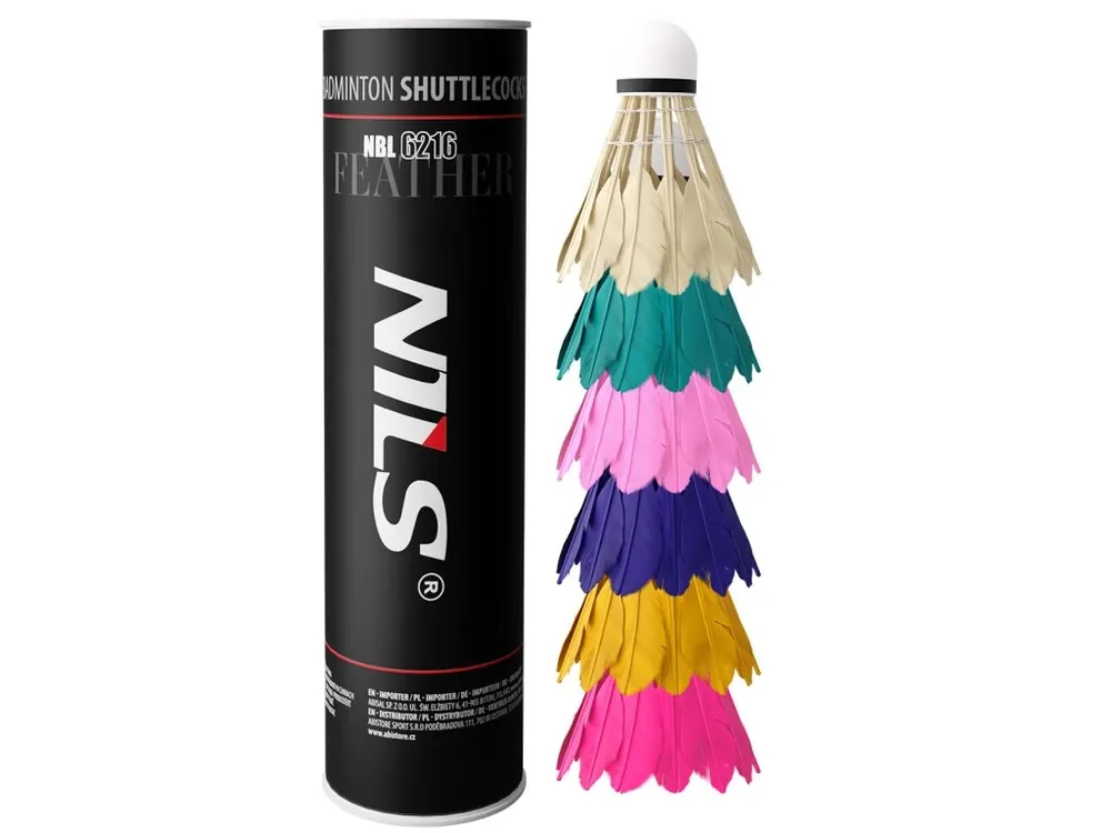 Badmintonové míčky z peří NILS NBL6216 multicolor 6 ks Vysoce Kvalitní