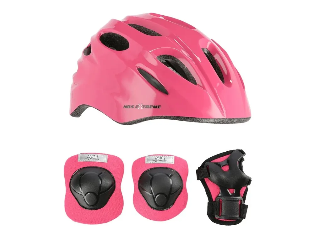 Rychlé Dodání Helma s chrániči NILS Extreme MTW01+H210 růžová
