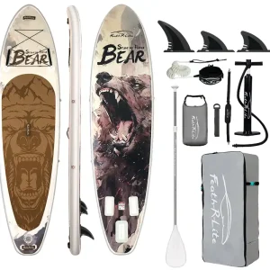 Paddleboard 350x90x15 cm s příslušenstvím bílohnědý Oblíbený