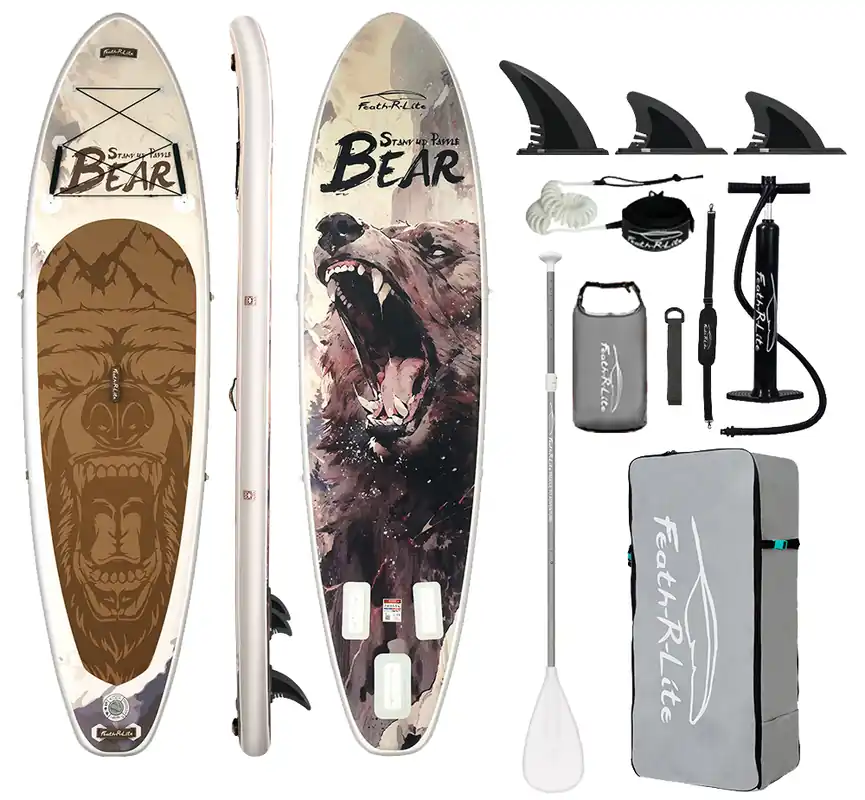 Paddleboard 350x90x15 cm s příslušenstvím bílohnědý Oblíbený