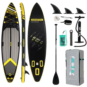 Paddleboard 350x84x15 cm s příslušenstvím černožlutý Jen Po Omezenou Doba