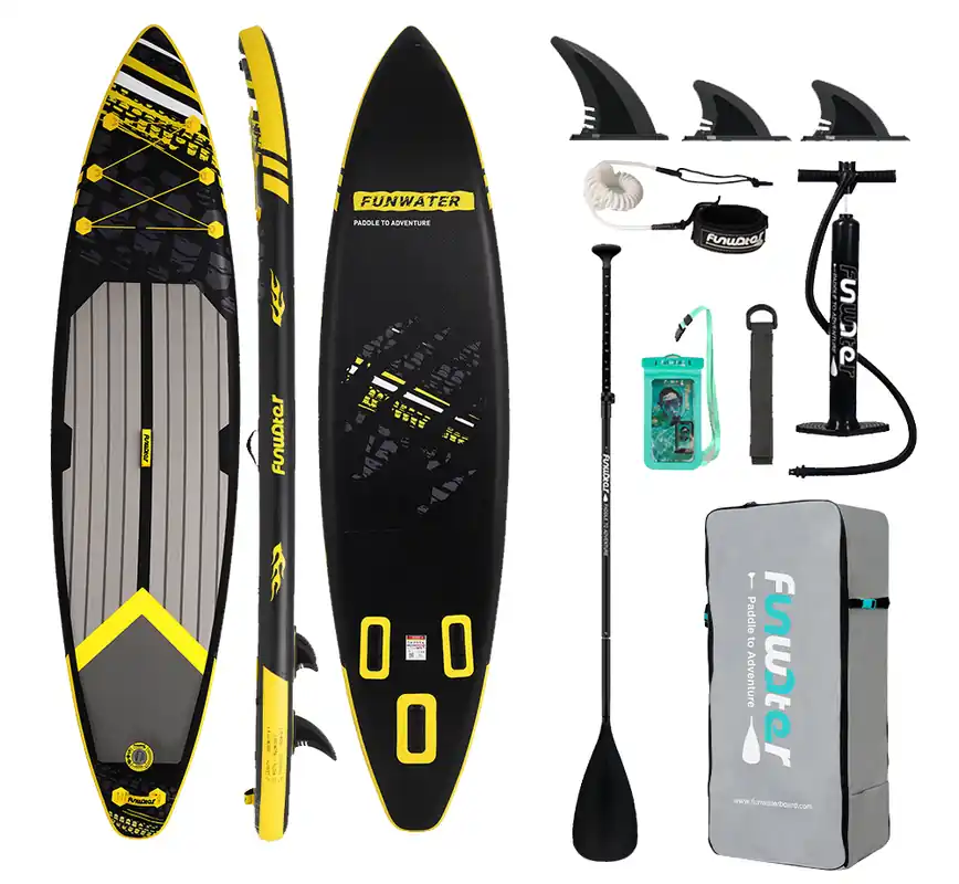 Paddleboard 350x84x15 cm s příslušenstvím černožlutý Jen Po Omezenou Doba