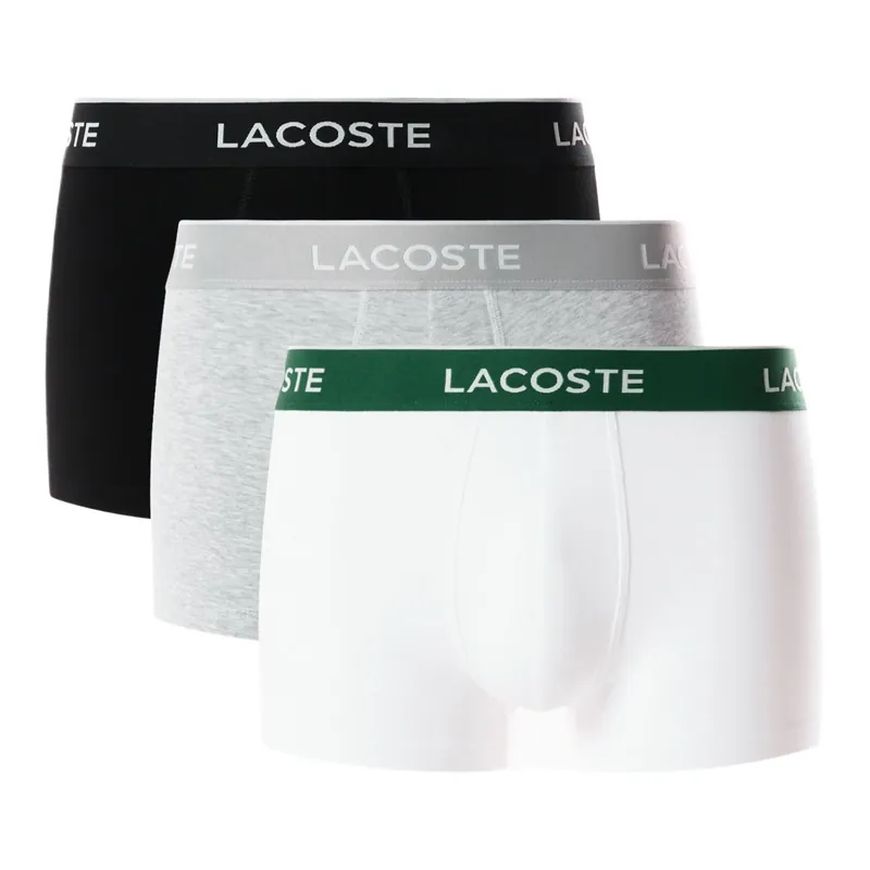 Pouze Dnes Pánské trenky Lacoste 3 Packs Trunk Black/White-Silver Chine