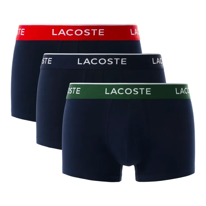 Pánské trenky Lacoste 3 Packs Trunk Navy Blue/Green-Red-Navy Blue Zlevněný