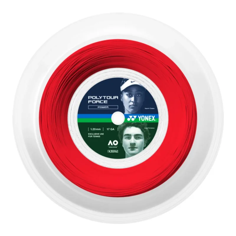 Tenisový výplet Yonex Poly Tour Force Bright Red Reel 200m Novinka