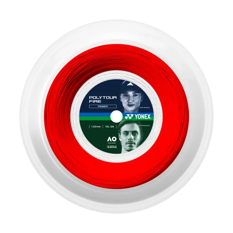 Autentický Tenisový výplet Yonex Poly Tour Fire Red (200 m) 1,20 mm