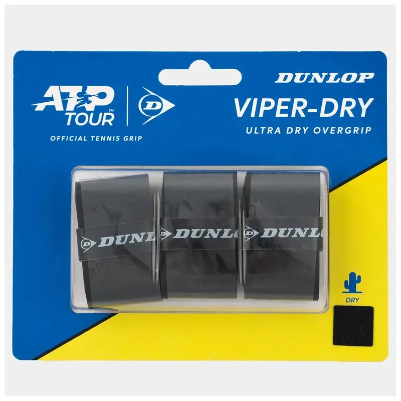 Tenis omotávky DUNLOP ATP VIPER-DRY Overgrip 0,6 mm černá Aktuální
