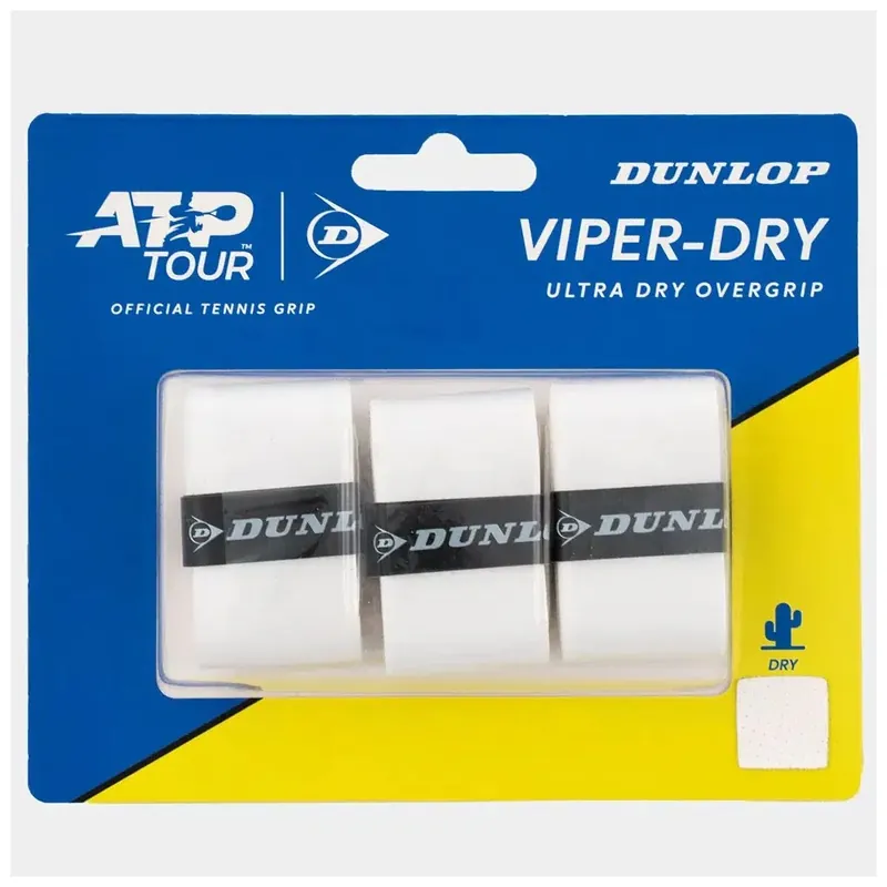 Tenis omotávky DUNLOP ATP VIPER-DRY Overgrip 0,6 mm bílá Levný