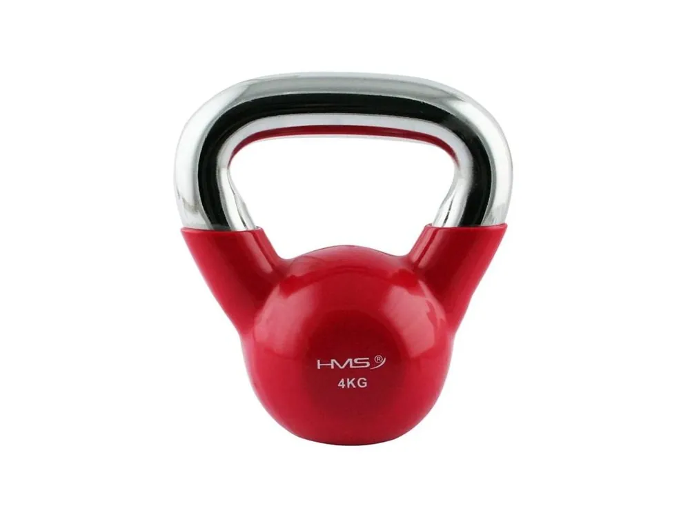Poslední Šance KT 4 KG ČERVENÝ KETTLEBELL S CHROMOVANÝM ÚCHOPEM HMS
