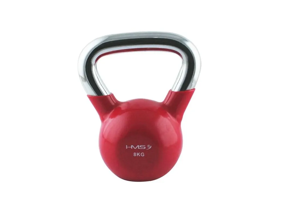 Novinka KT 8 KG ČERVENÝ KETTLEBELL S CHROMOVANÝM ÚCHOPEM HMS
