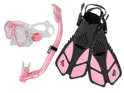 Šnorchlovací set 3 v 1, DĚTSKÝ, RŮŽOVÝ, obsahuje masku, ploutve a šnorchl Nejlepší Volba