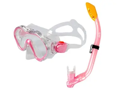 Šnorchlovací set 2 v 1, DĚTSKÝ, RŮŽOVÝ, obsahuje masku a šnorchl Sleva