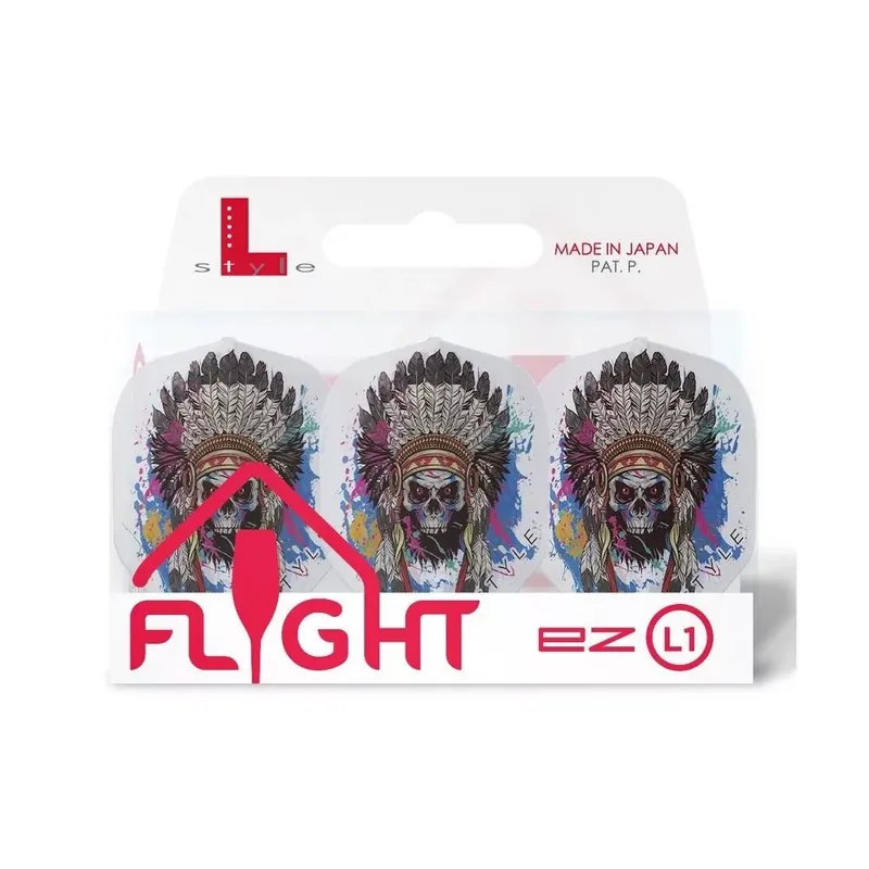 Letky na šipky L-Style L1EZ Chief Skull, průhledné bílé Pouze Dnes