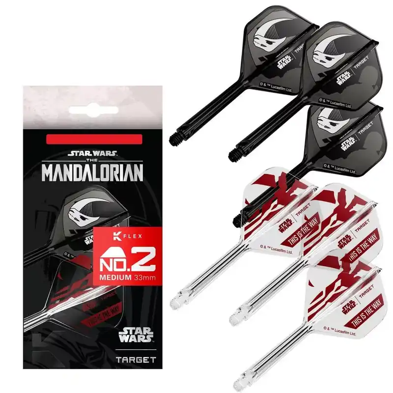 Vrácení Zdarma STAR WARS TARGET K-Flex Mandalorian integrované No2 letky a dlouhé násadky na šipky 6ks