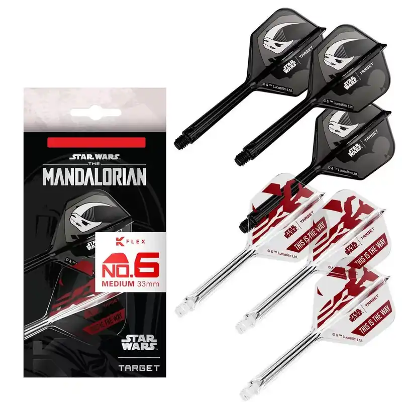 STAR WARS TARGET K-Flex Mandalorian integrované No6 letky a dlouhé násadky na šipky 6ks Rychlé Dodání
