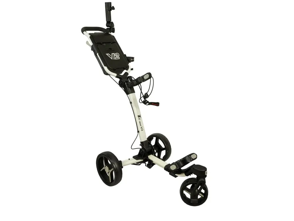 Cenový Hit AXGLO Tri-360 V2 golfový vozík bílo-šedý + Golfová samolepka černá