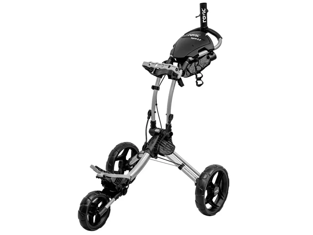 CLICGEAR Rovic RV1C 2.0 golfový vozík stříbrno-černý + Golfová samolepka černá Ověřený