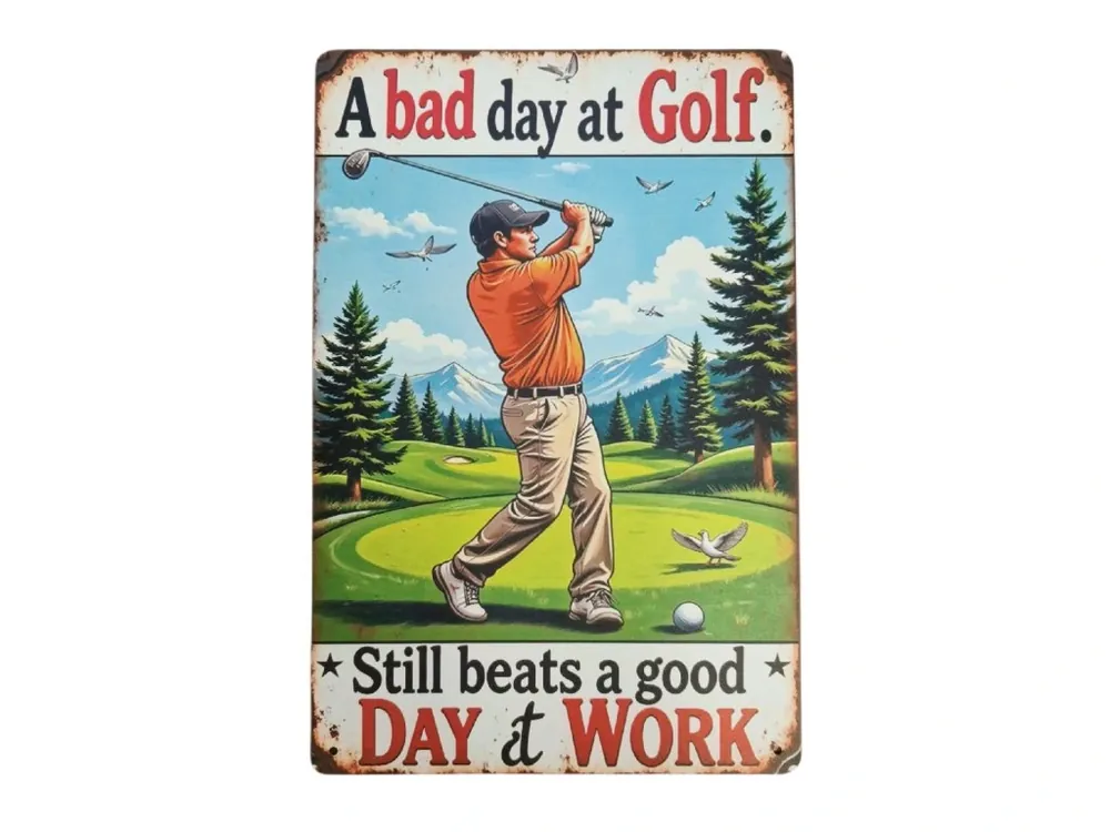 Originální Kovová cedule s golfovým motivem
