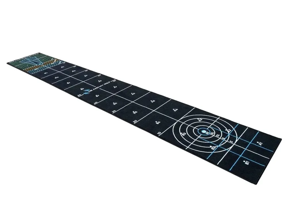 Sezónní Sleva MAMG Breaking Ball Putting Mat (14 FT - 4,3 m) - patovací koberec + Golfová samolepka černá