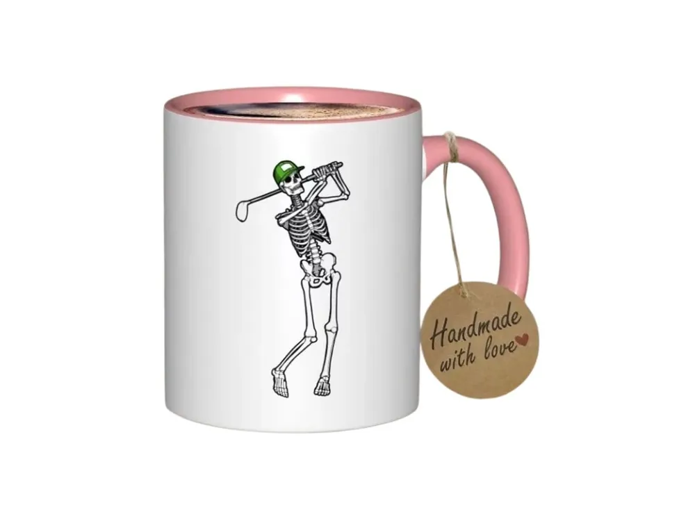 Jen Po Omezenou Doba Keramický hrnek s golfovým motivem, růžovo-bílý