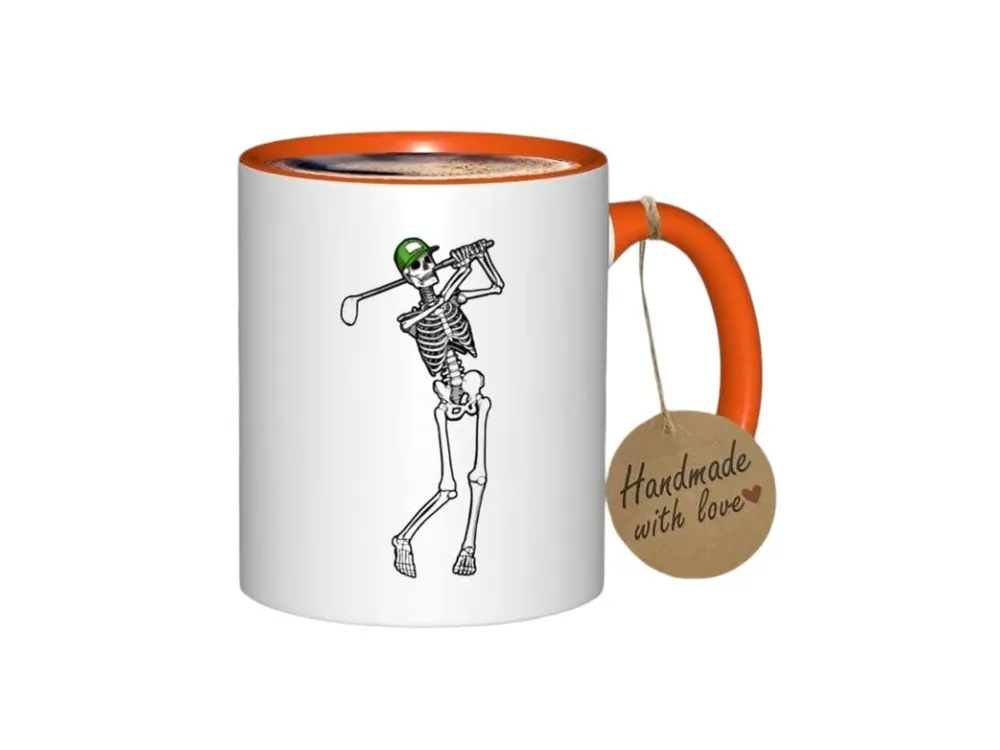 Oblíbený Keramický hrnek s golfovým motivem, oražovo-bílý