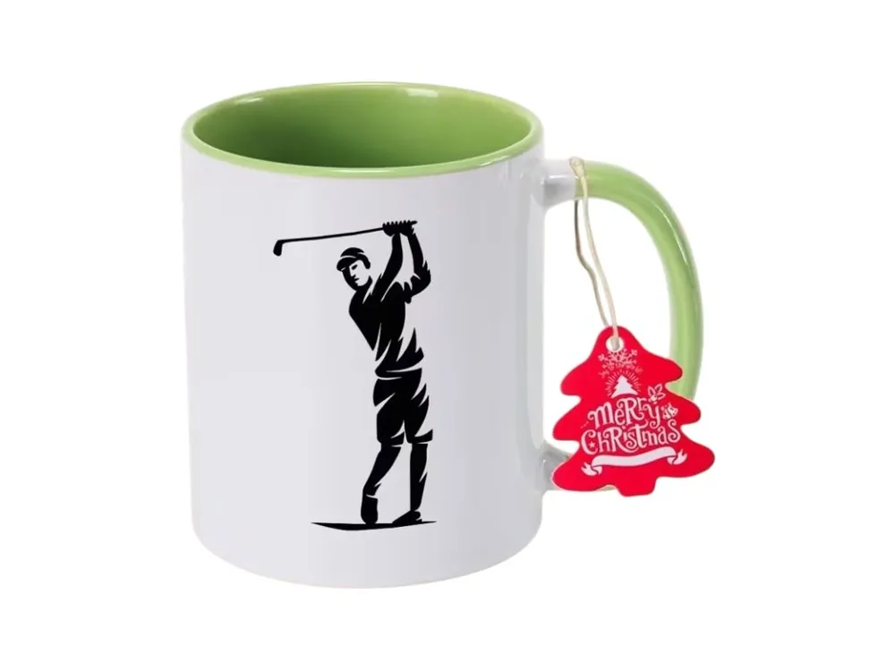 Nová Kolekce Keramický hrnek s golfovým motivem, zeleno-bílý