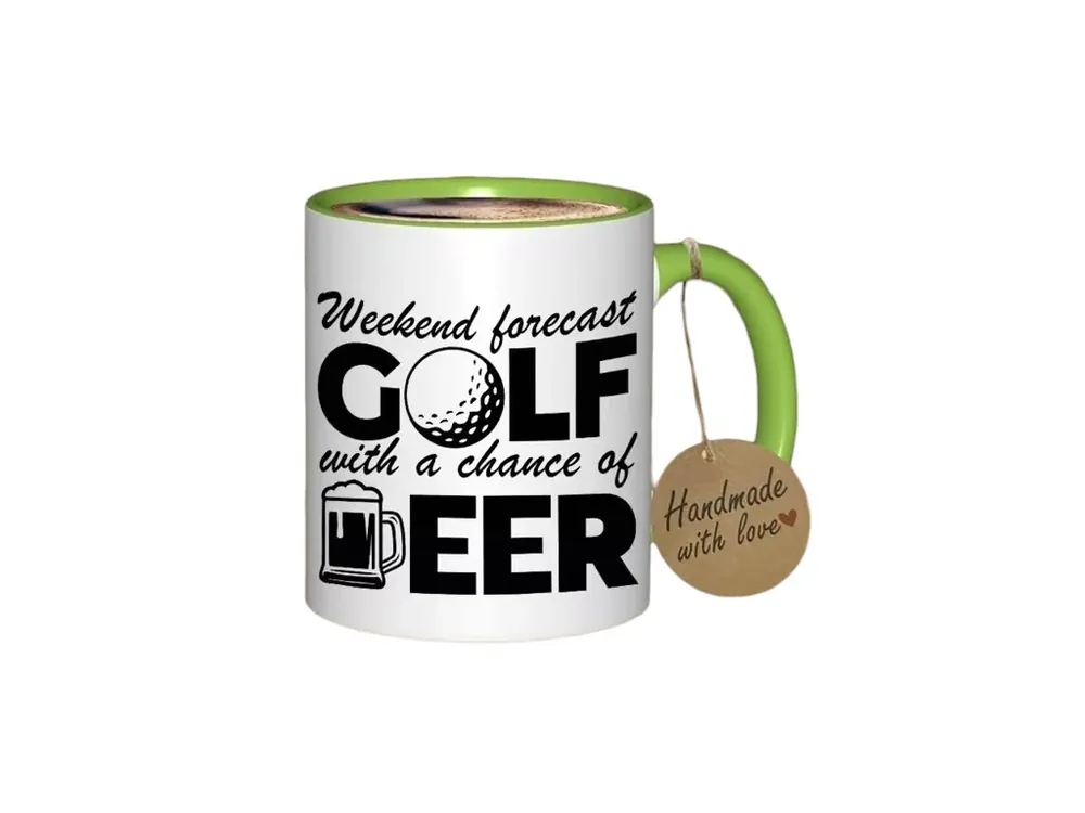 Keramický hrnek s golfovým motivem, zeleno-bílý Jen Po Omezenou Doba