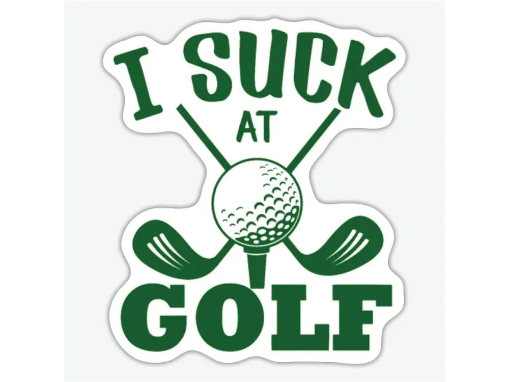 Cenový Hit Samolepka na auto I Suck at Golf - 10x9cm